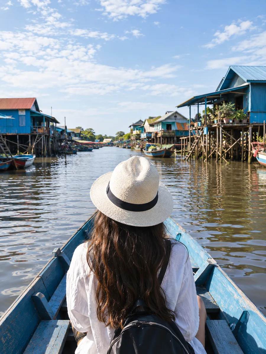 Vue sur le village flottant de Kampong Phluk